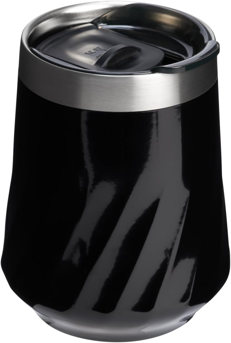 Stanley The Reserve Textured Wine Tumbler | 11oz | Splash-Proof Lid | Cold Drinks & Cocktail Cup | Insulated Stainless Steel Wine Glass | Black Gloss - Image 2